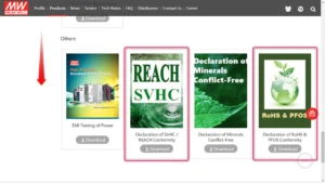Tìm MEAN WELL RoHS Declaration và SVHC /Reach Declaration ở đâu? 12