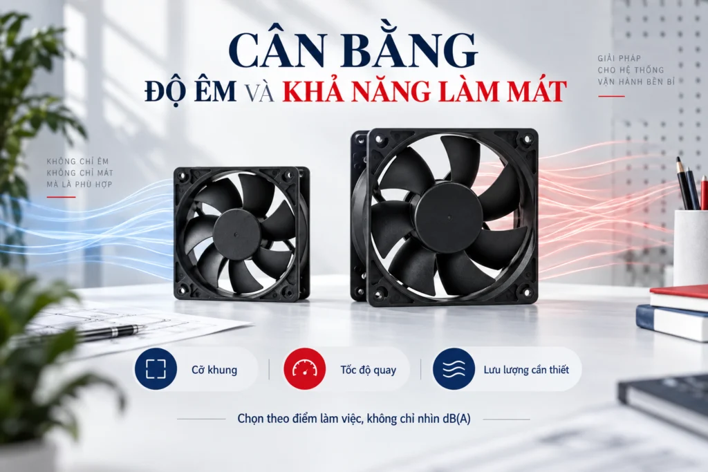 Cân bằng độ êm với yêu cầu làm mát của hệ thống.