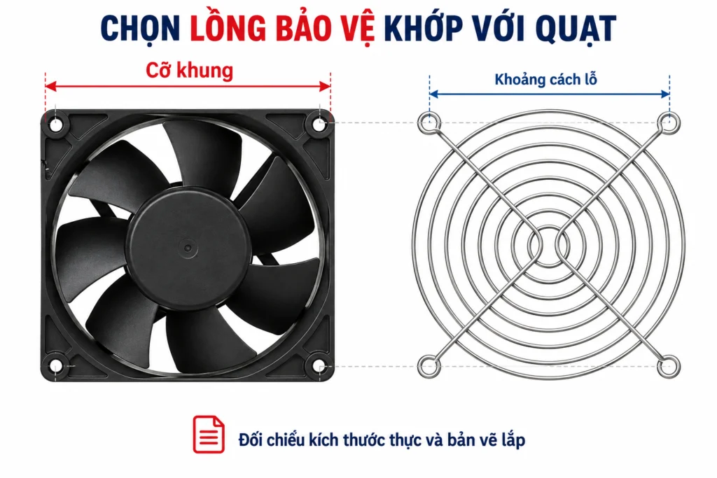 Kích thước quạt tản nhiệt 40, 60, 80, 120mm: chọn cỡ nào cho đúng 3 Kiểm tra khoảng cách lỗ khi chọn phụ kiện lắp quạt.