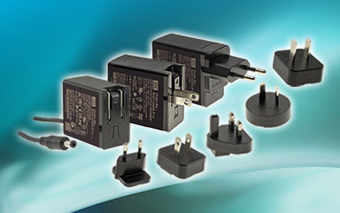 MEAN WELL Dòng NGE12/18, Adapter xanh treo tường 12W/18W, đầu cắm AC hoán đổi, chứng nhận toàn cầu